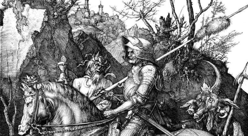 Kupferstich · AVENTIN Storys · Ritter Tod und Teufel